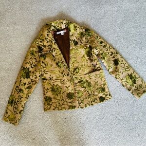 Laurie Pettigrew Vintage Cream and Green Blazer Suit Jacket